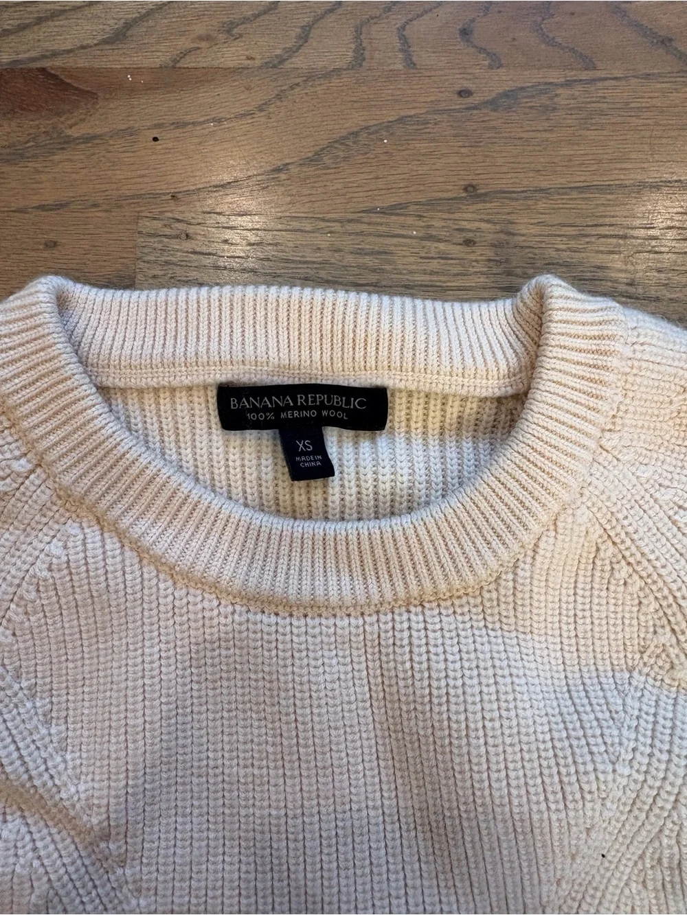 Banana Republic Off-White Crewneck Textured Knit Sweater